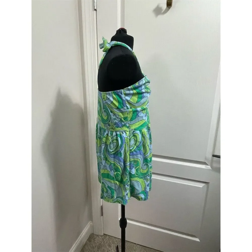 NWT Wild Fable Women's Blue Swirl Terry Cloth Halter Romper Standard Size